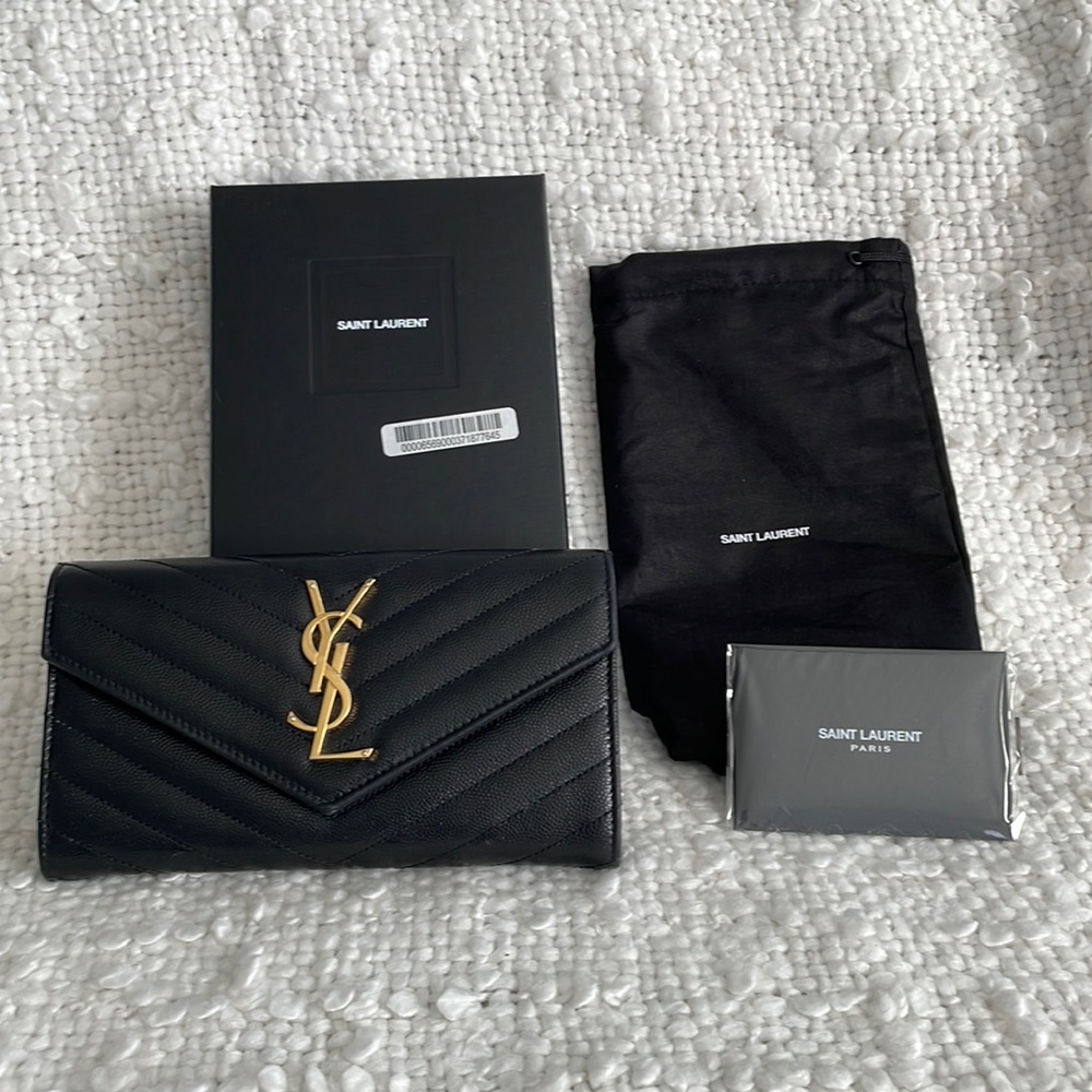 YSL Monogramme Logo Leather Flap Wallet
